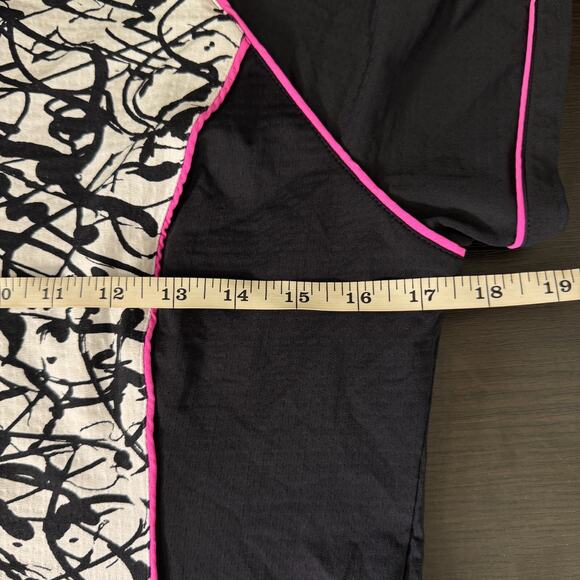 Ibkul Top Women Medium Abstract Black White Pink Zip Athletic Golf Tennis Active - Picture 6 of 8